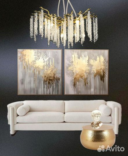 Картина. Картина золотая поталь текстурная паста