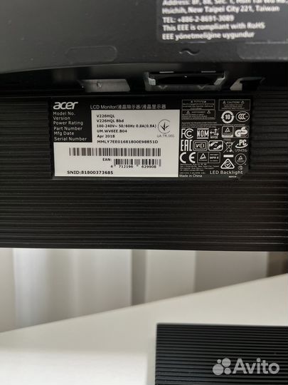 Монитор Acer V226HQL 22