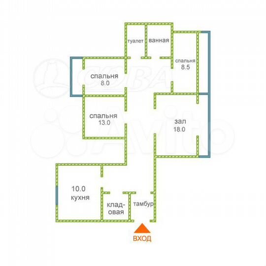 4-к. квартира, 79,9 м², 2/3 эт.