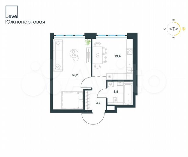 1-к. квартира, 34,1 м², 26/29 эт.
