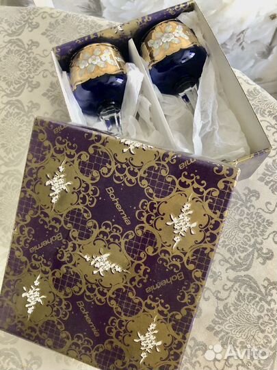 Бокалы для вина, Богемское стекло, 2 шт