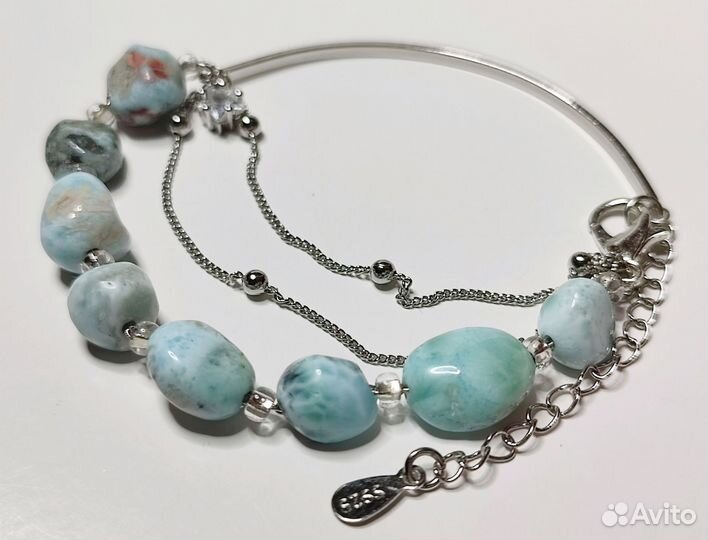 Ларимар браслет 16см на цепочке