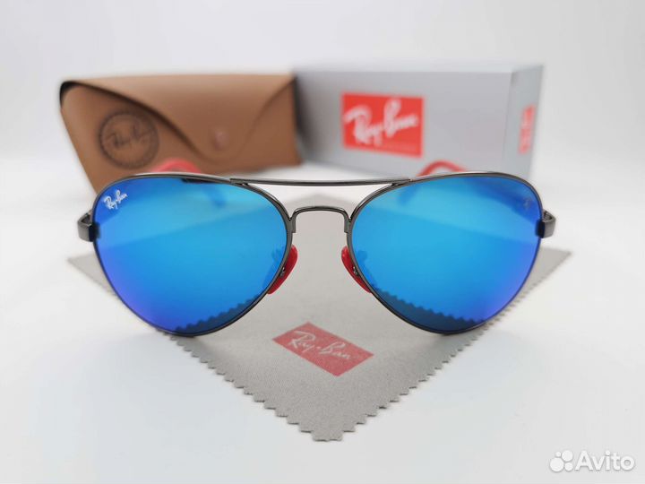 Очки Ray Ban Aviator Ferrari 8313 Синие Зеркальные