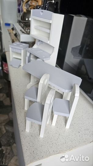 Мебель для кукольного домика деревянная кухня