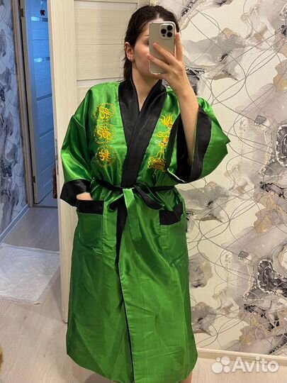 Халат женский длинный шелковый