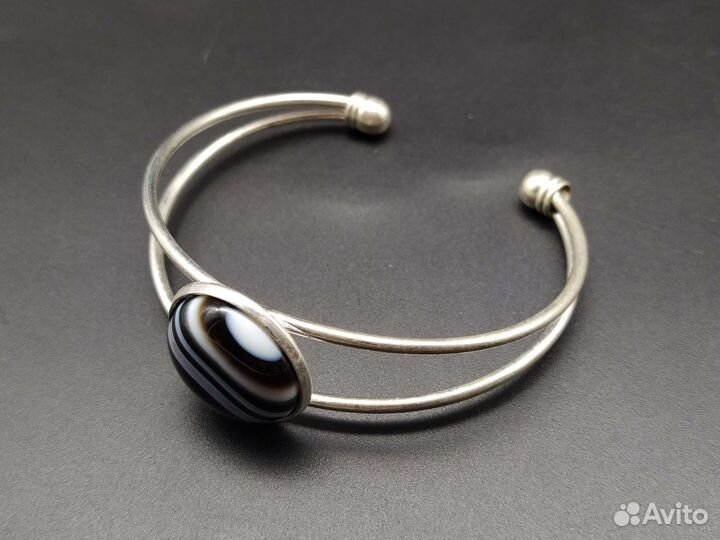 Браслет с натуральным камнем (Полосатый агат)