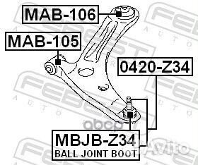 Сайлентблок передний переднего рычага MAB105 Fe