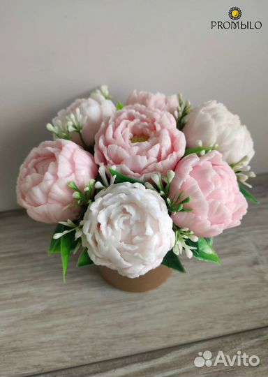 Пионы.Букет цветов из мыла