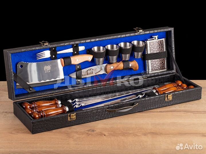 Набор шампуров в кейсе Фляжка