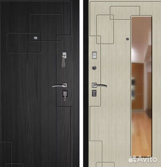 Стальные двери с зеркалом