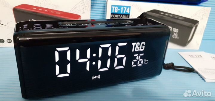 Портативная колонка TG с Цифровым Будильником