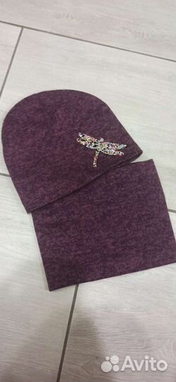 Комплект шапка и снуд детский демисезонные