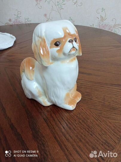 Фарфоровая статуэтка Пекинес белый лфз