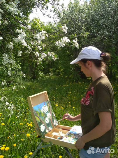 Картина маслом пейзаж цветы 