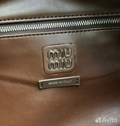 Сумка саквояж натуральная кожа MIU MIU шоколад