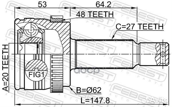 Шрус наружный задний 20X62X27 1210IX35A48R Febest
