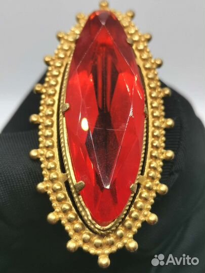 Брошь Красный камень Леденец Бижутерия СССР