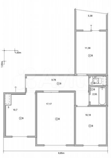 3-к. квартира, 63,3 м², 1/10 эт.