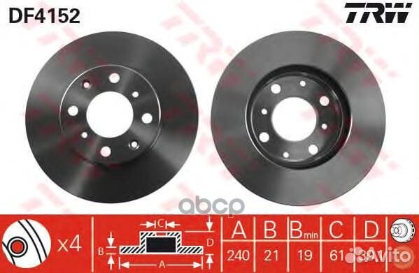 Диск тормозной перед DF4152 TRW