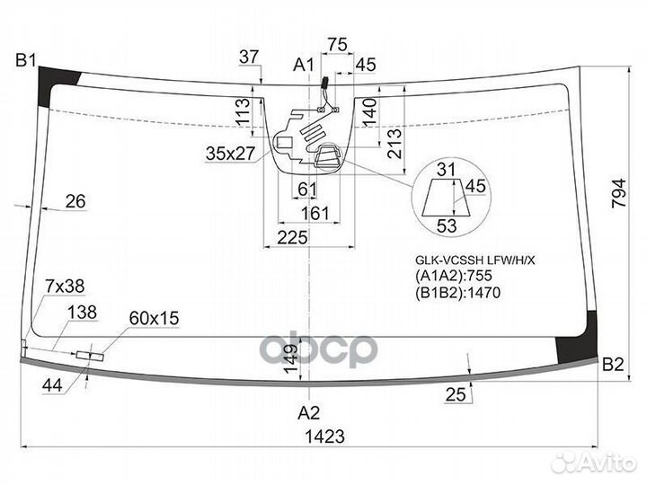 Стекло лобовое + дд + камера mercedes-benz GLK