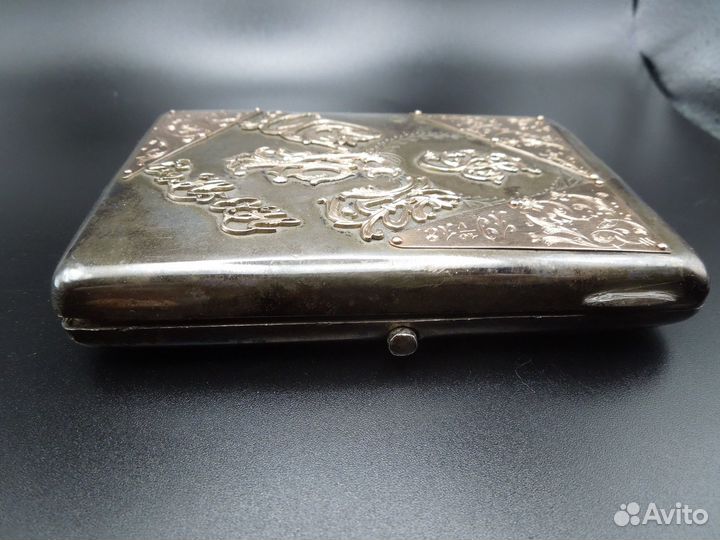 Серебряный портсигар с золотом 19 в.Царская Россия