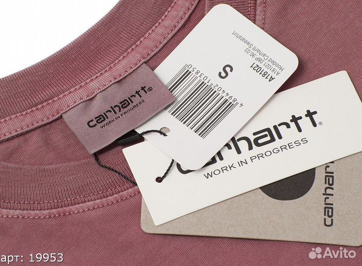 Футболка Carhartt no logo темно-Розовая