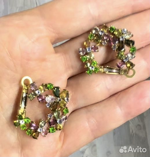 Серьги серебро 925 с натуральными камнями