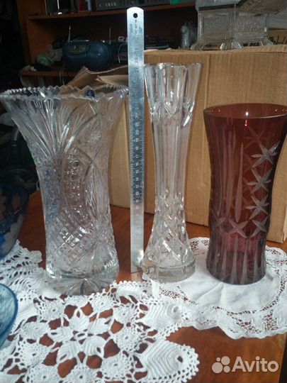 Вазы, кувшин, салатники кобальт рубин СССР