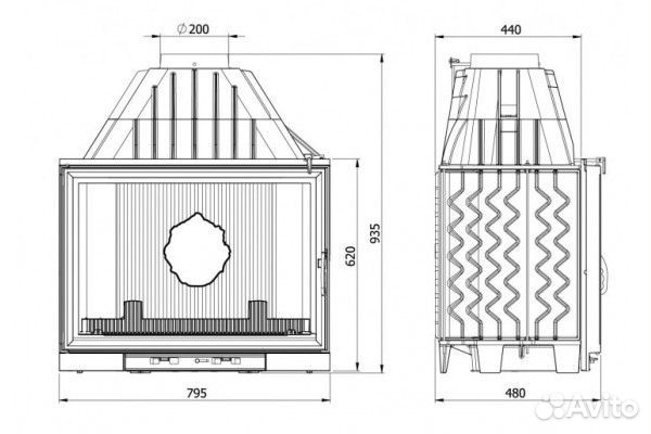 Топка каминная kawmet W8 (Польша)