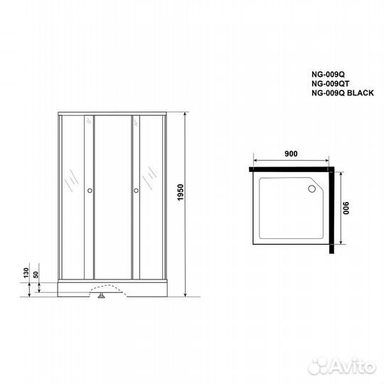 Душевой уголок Niagara Eco 1950x900x900 (стекло с