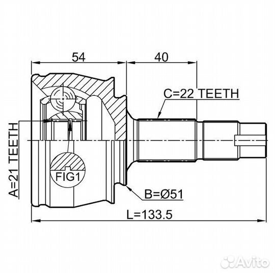Шрус наружный 21x51x22