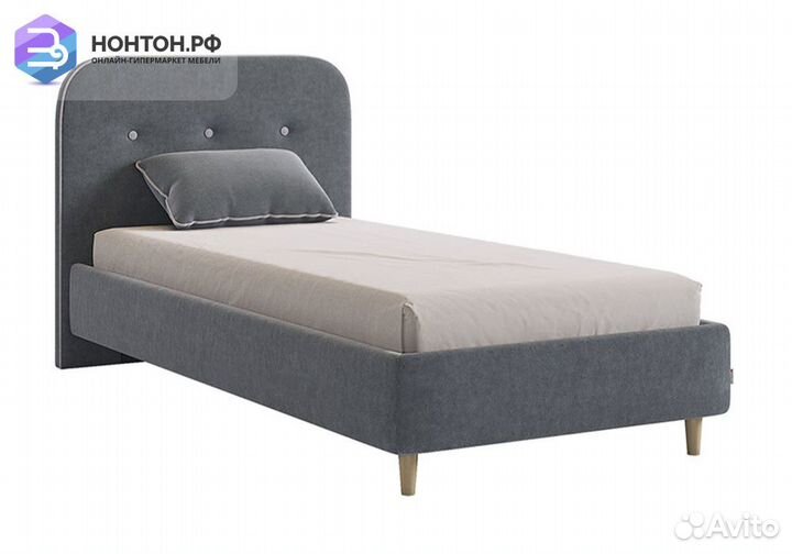 Кровать Лео 0.9 велюр графит / галька