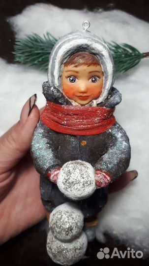Авторская кукла, Ватная ёлочная игрушка