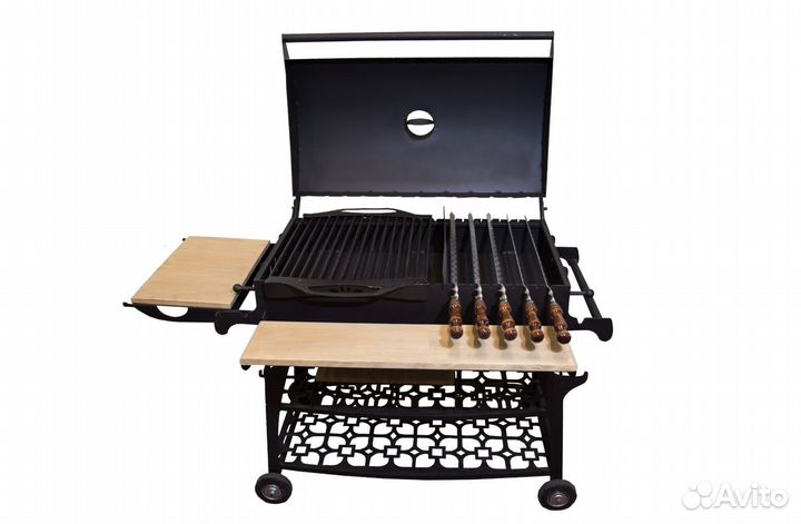 Мангал гриль барбекю С19 на колесах с полками 4мм