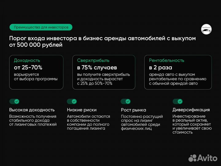 Инвестиции в авто, процент до 55%