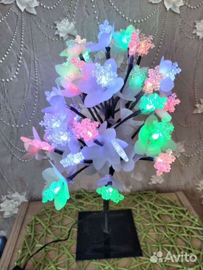 Новогодняя иллюминация винтаж Дерево в снежинках