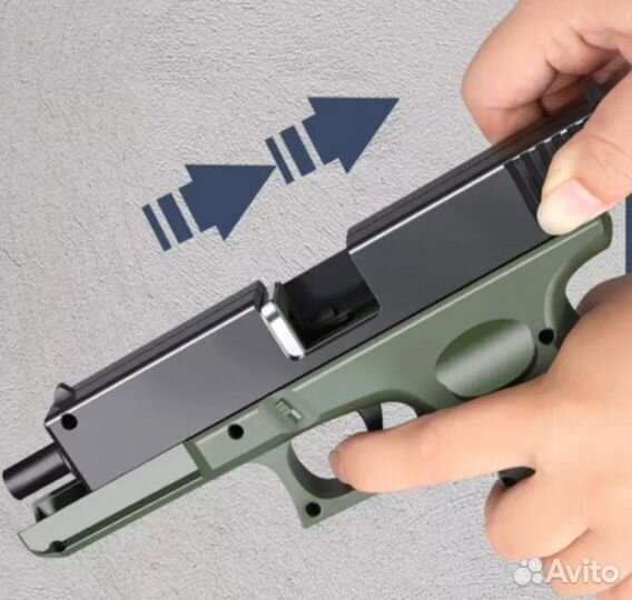 Пистолет игрушечный Glock 18 с гильзами, хаки