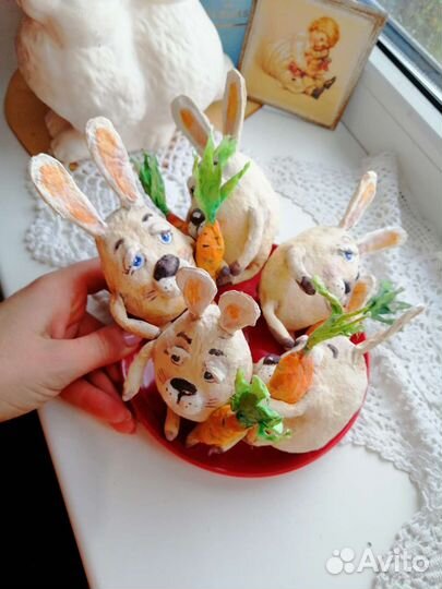 Ватная игрушка заяц