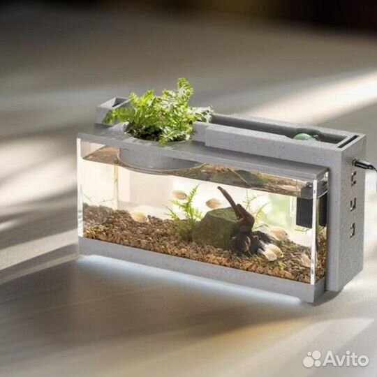 Аквариум с мини фонтаном, подсветкой 6л