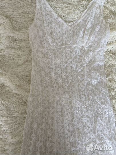 Белое винтажное кружевное платье