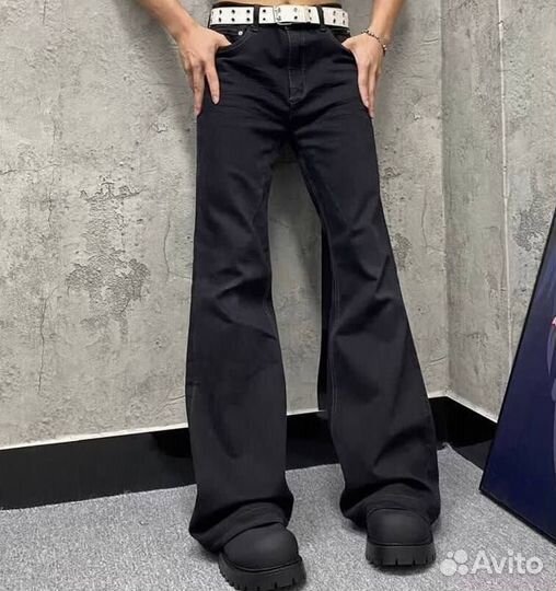 Джинсы клеш y2k черные rick owens