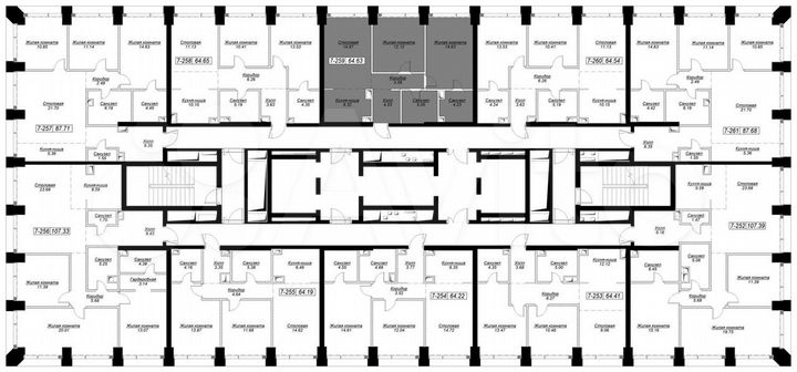 2-к. квартира, 65,5 м², 19/55 эт.