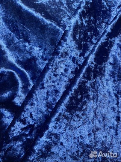 Ткань плательная бархат королевский синий