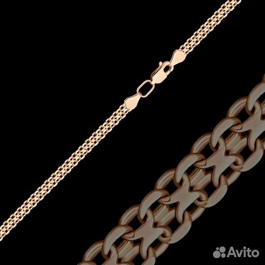 Браслет Двойной бисмарк из красного золота