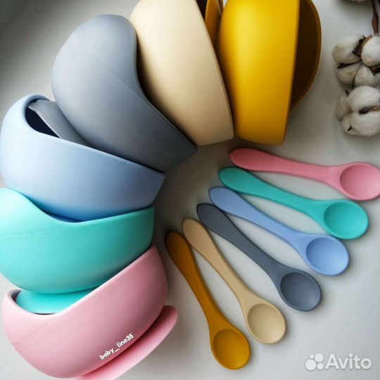 Силиконовая тарелка с ложкой