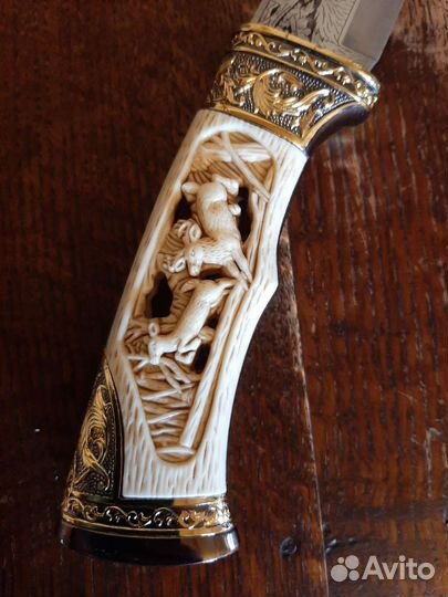 Нож, кость, ручная работа, дамасская сталь, новый