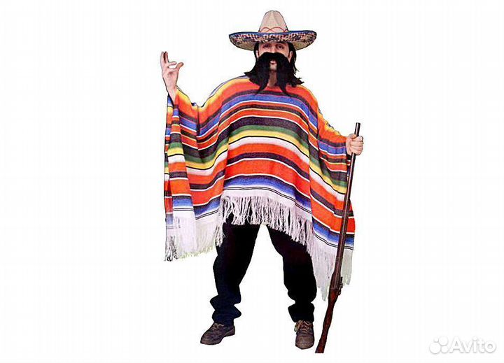 Пончо мексиканское разноцветное