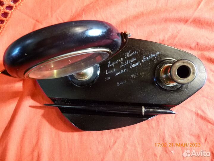 Письменный прибор с часами «Агат». Златоуст. 1963