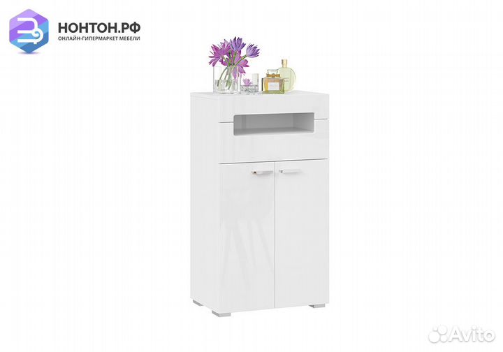 Тумба комбинированная Фьюжн белый / белый глянец