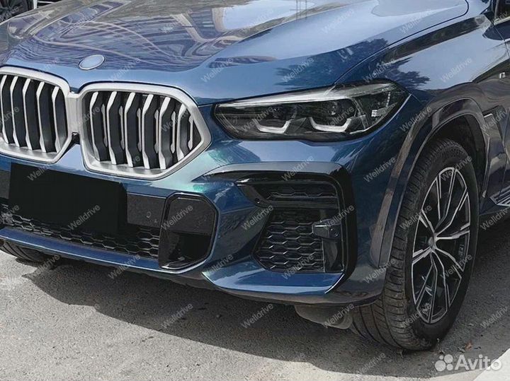 Клыки верхние BMW X6 G06 дорест черный глянец